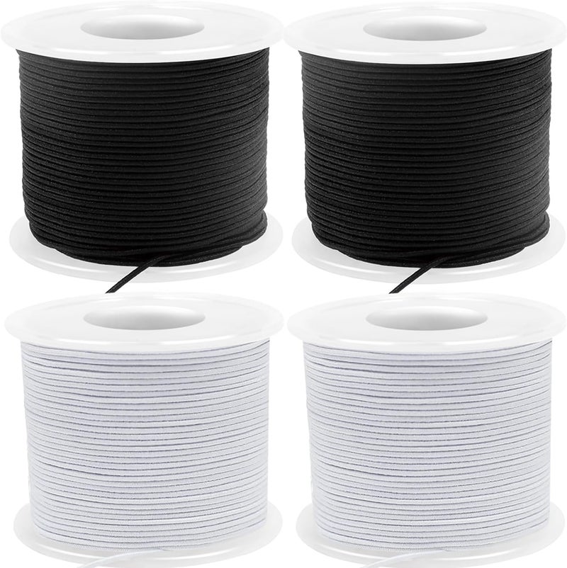 Noawack 220 Yards Stretchy Bracelet String, 1mm Elastic String for Bracelets, 2 White & 2 Black Elastic Cord for Bracelets, Friendship Bracelet String, Tensile Strength String for Crafts, Necklaces & Beads - Image 1